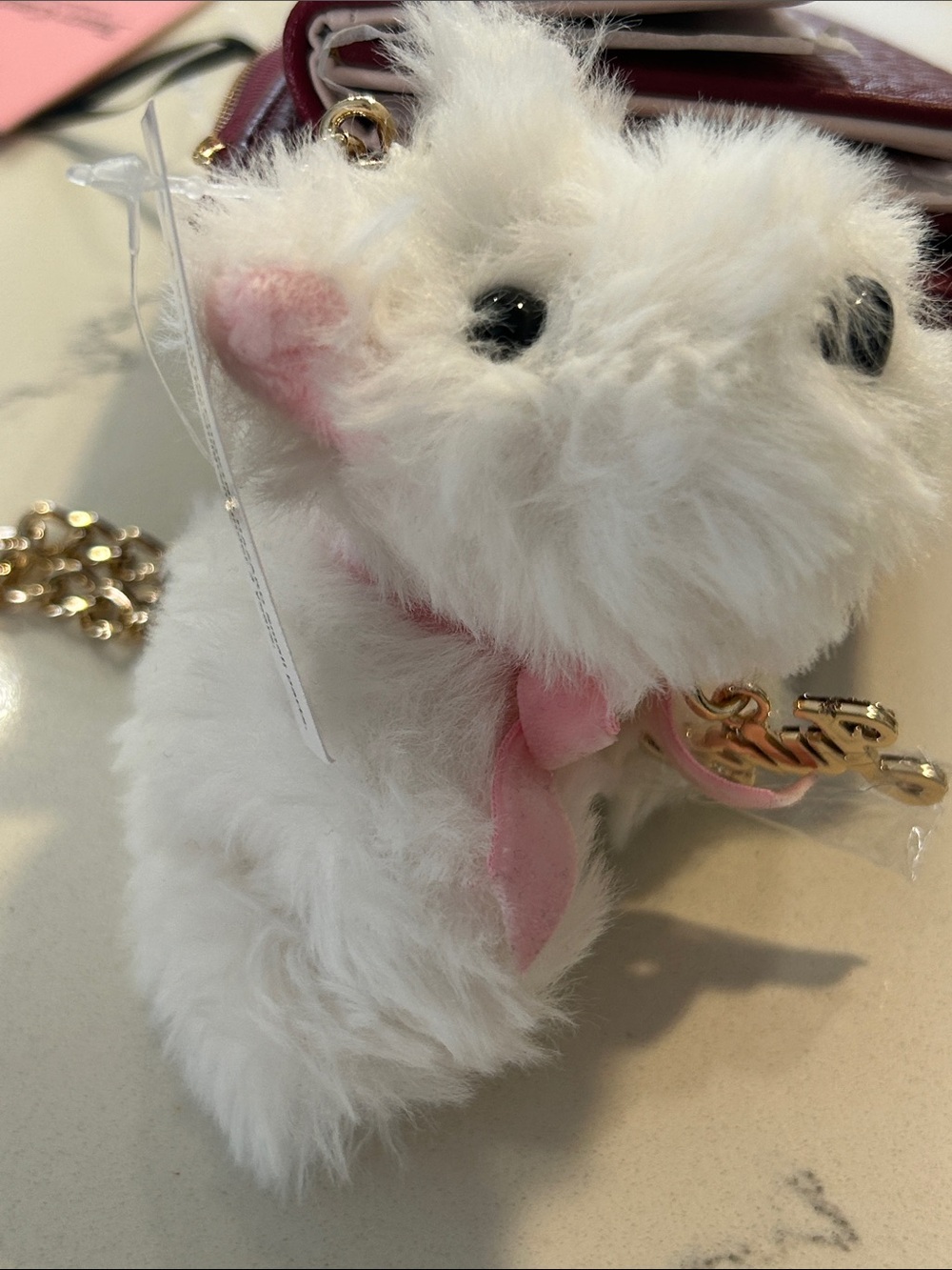 Juicy Couture Burgundy Wallet with Fuzzy Plush Charm with Juicy Tag - Picture 7 of 10